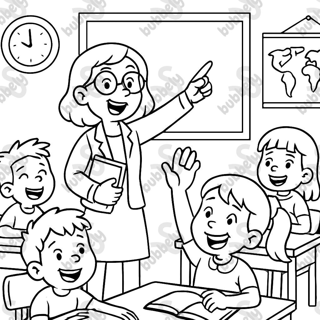 classroom with kids and teacher