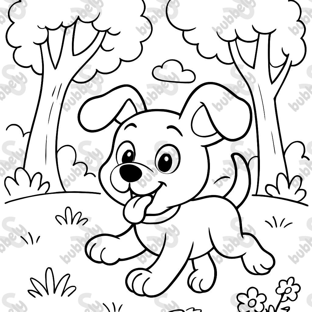 chiot jouant dans les arbres