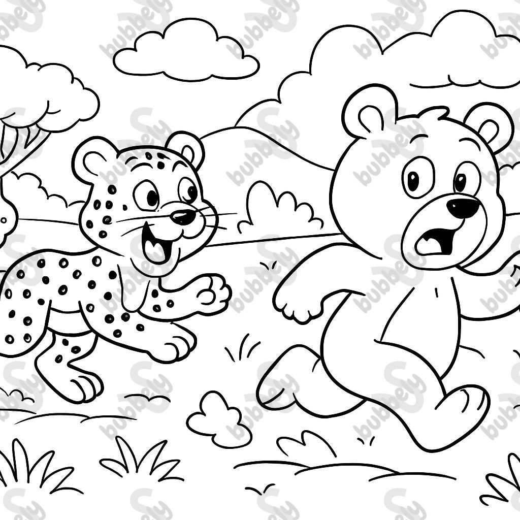 cheetah chasing a bear
