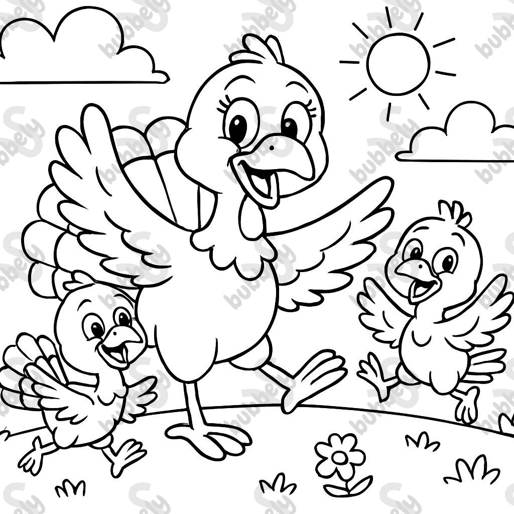 TURKEYS PLAYING WITH MOM