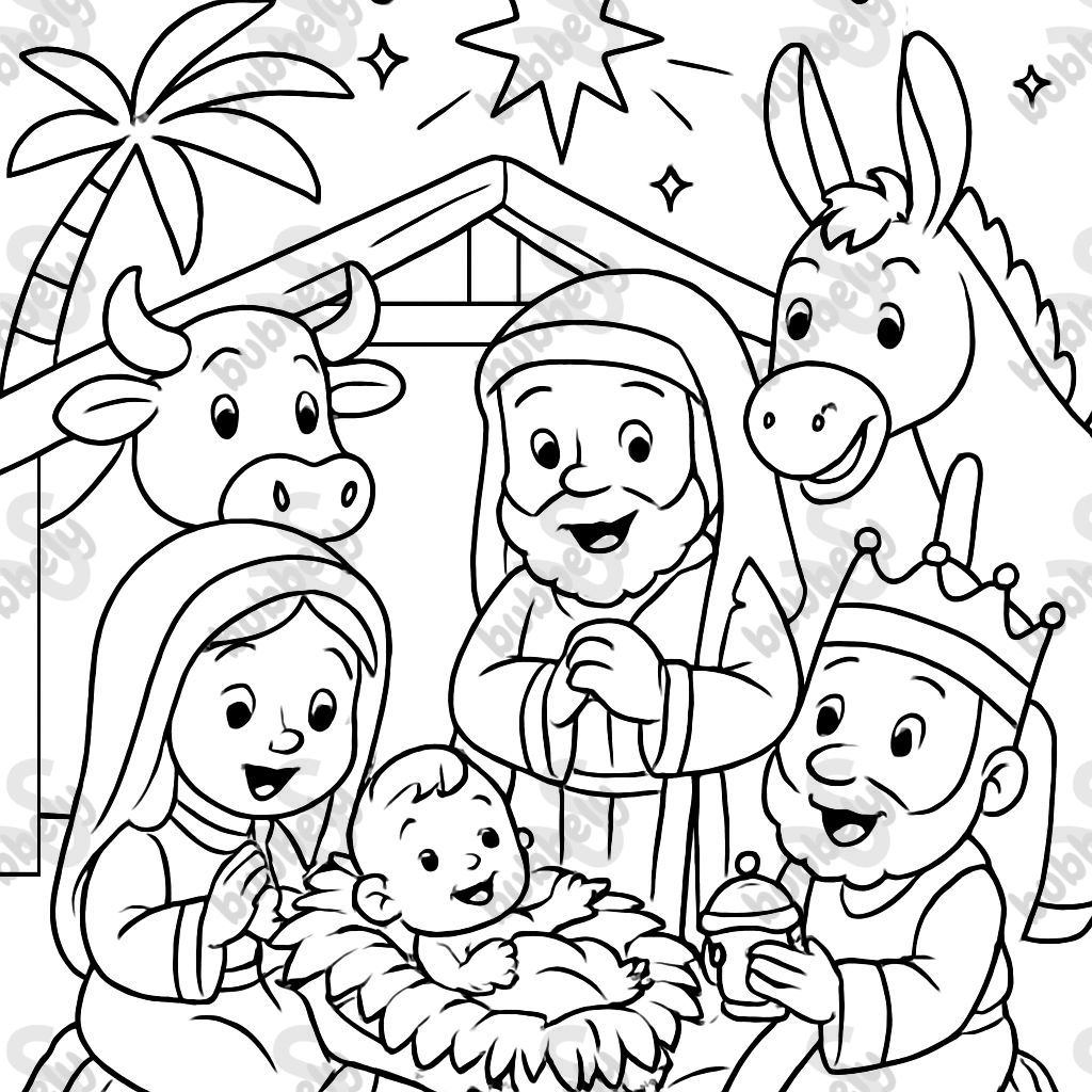 cartoon nativity scene