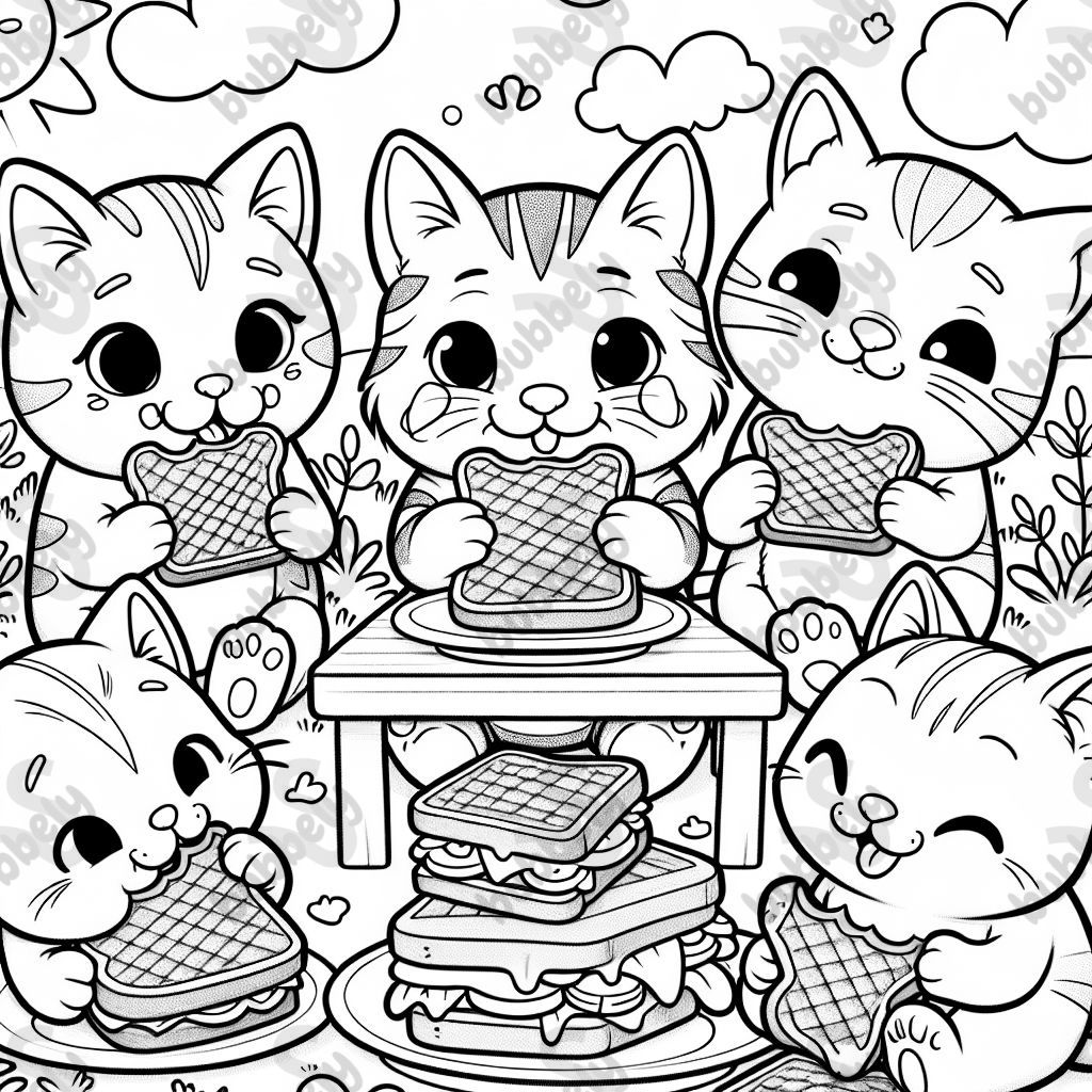 kittens eating grilled cheese for lunch