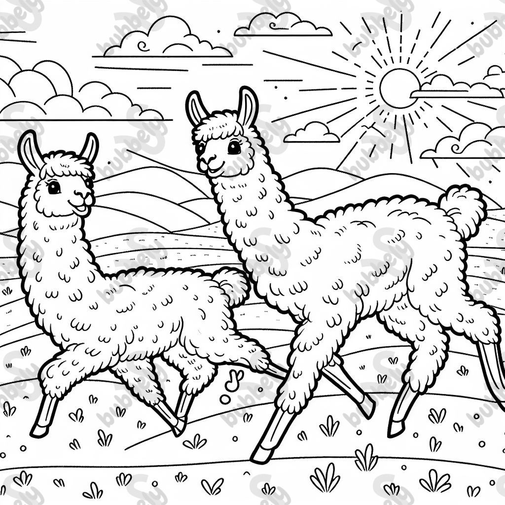 llamas in a field