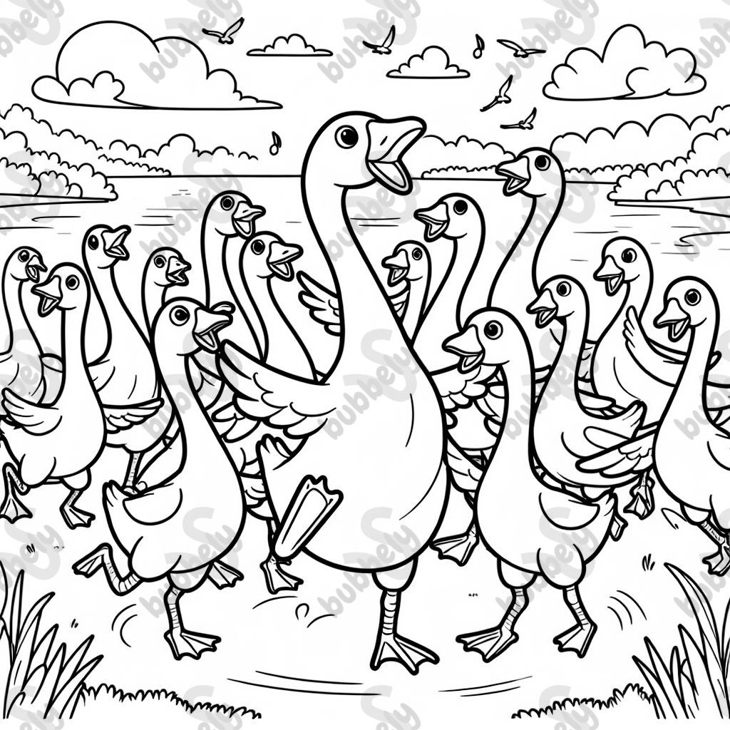 A group of geese having a dance party