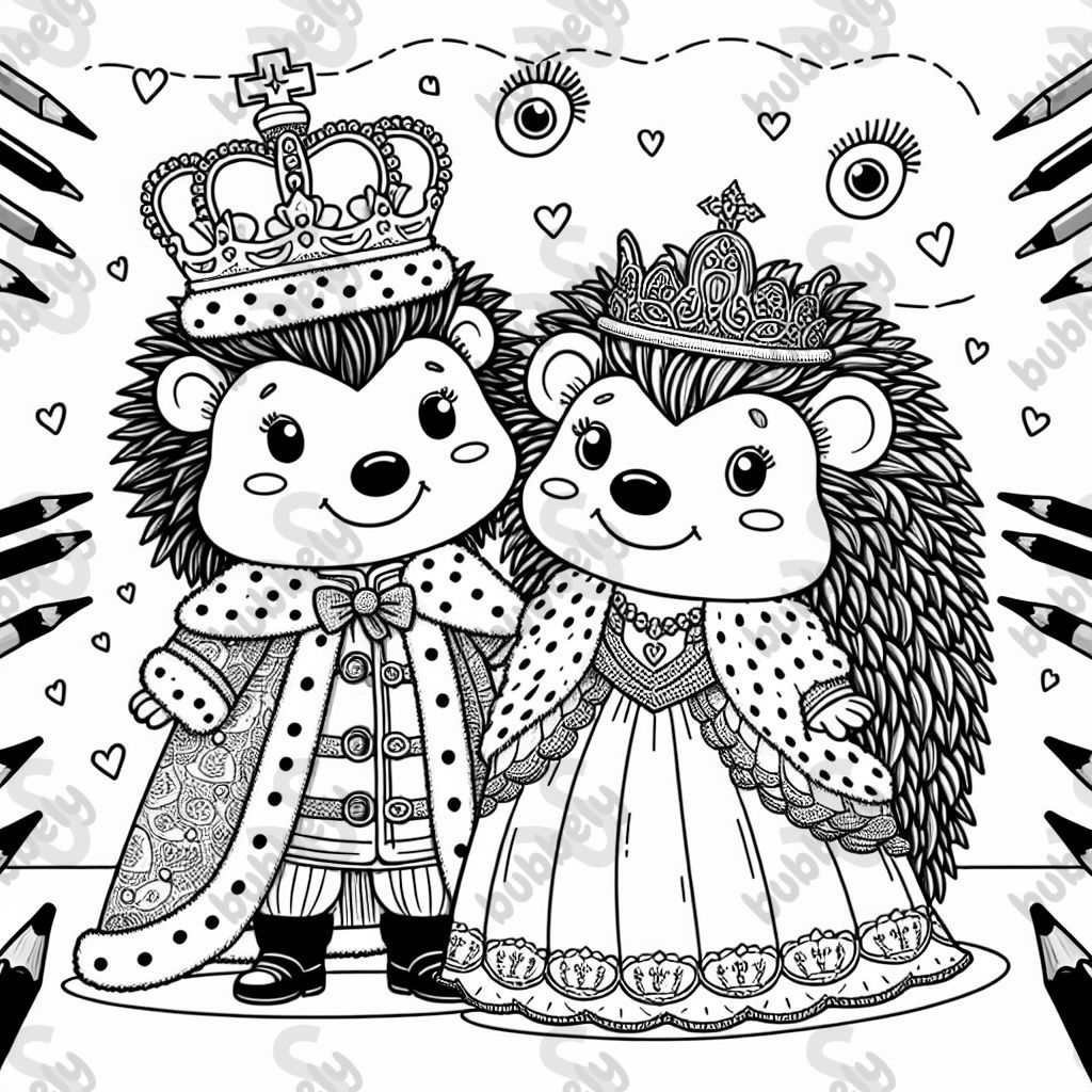 Prince hedgehog and princess hedgehog hugging