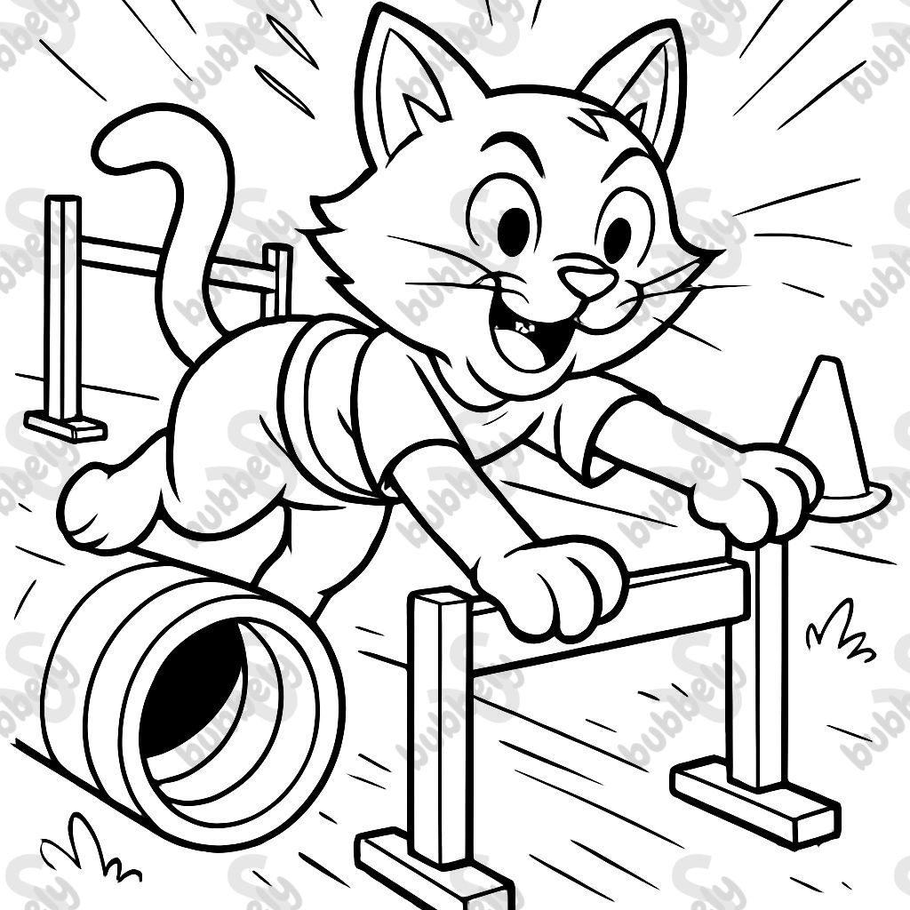 a cat doing an obstacle course