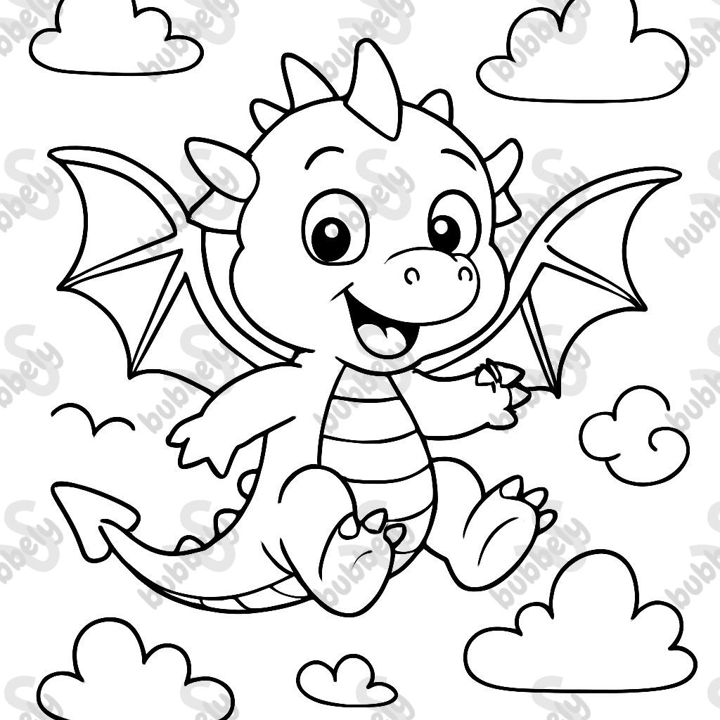 un bébé dragon volant dans le ciel