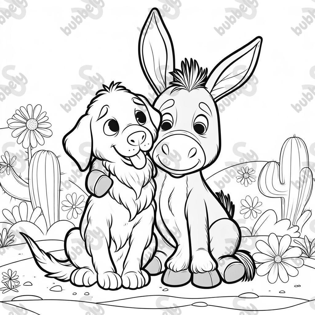 dog and donkey snuggling