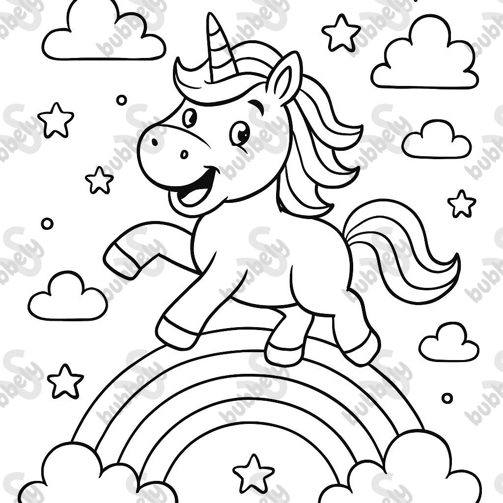 a unicorn on a rainbow