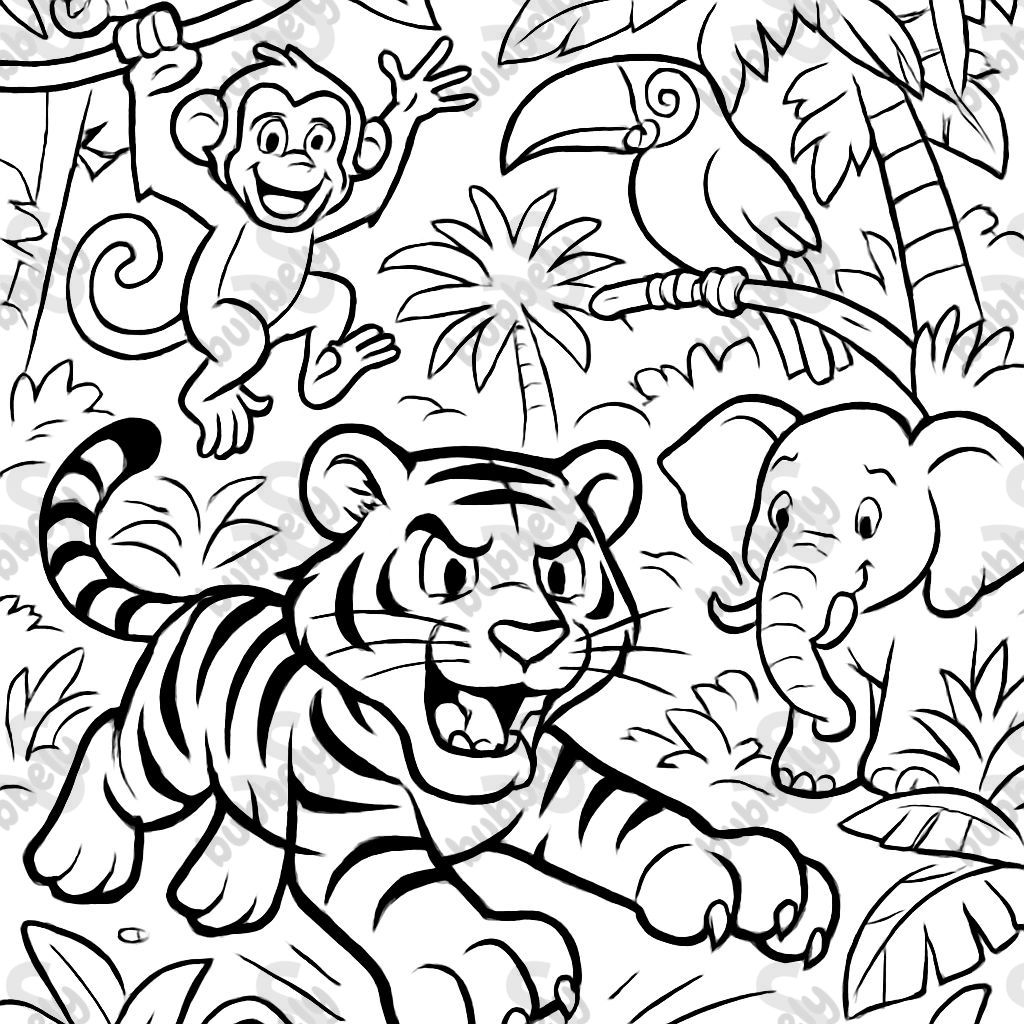 Une jungle avec de nombreux animaux