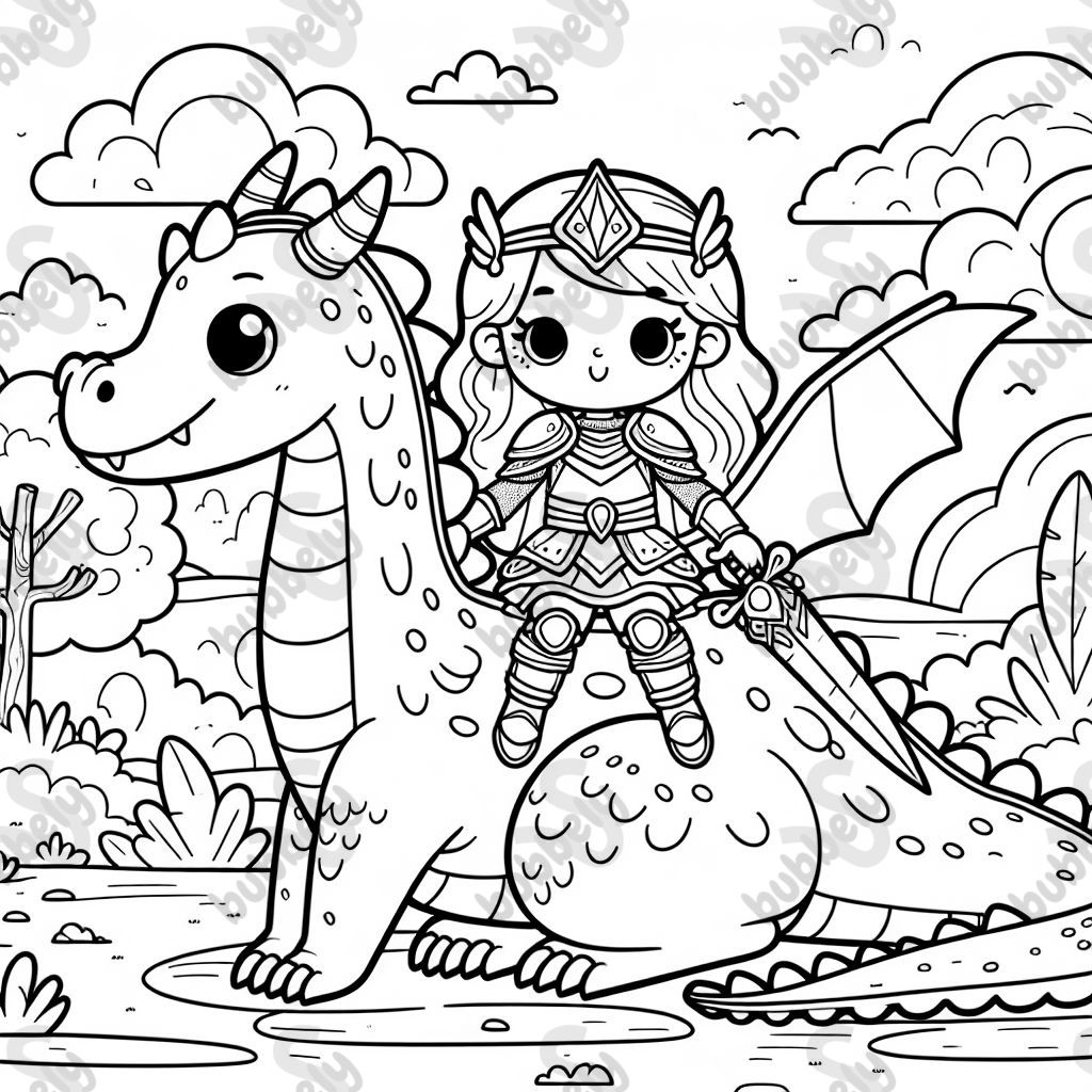 warrior princess kid on a dragon's back