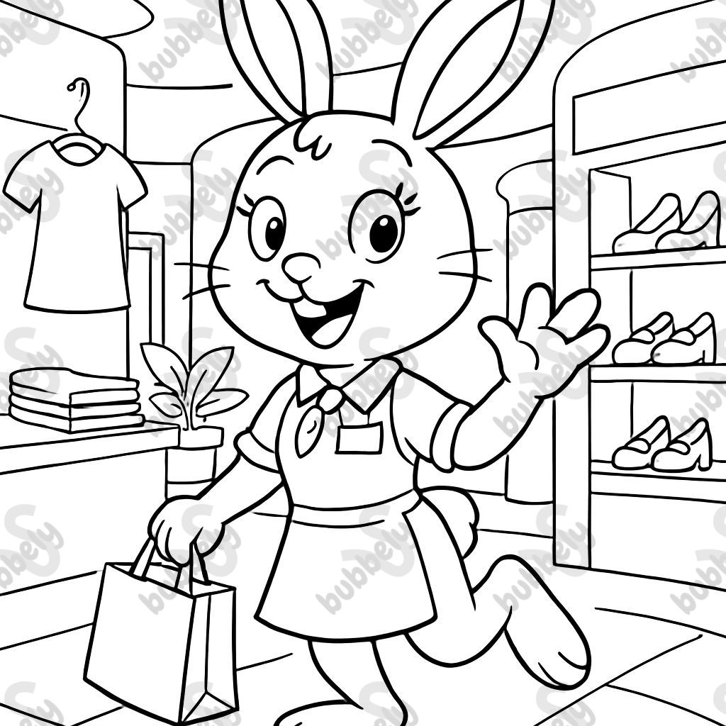 Rabbit as a Female Salesclerk in the Mall
