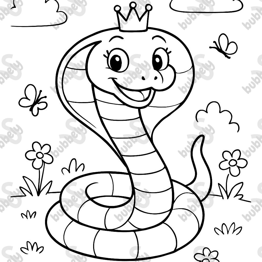 un serpent mignon avec une couronne de reine