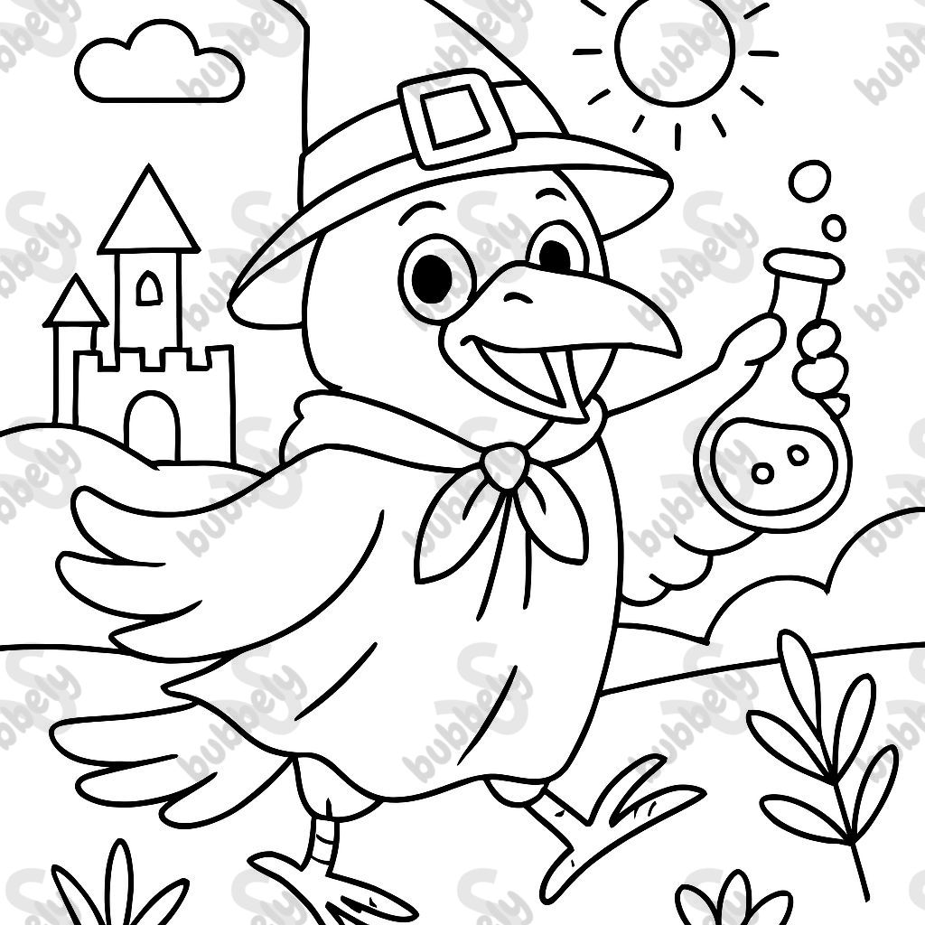 Un mignon corbeau sorcière médiéval