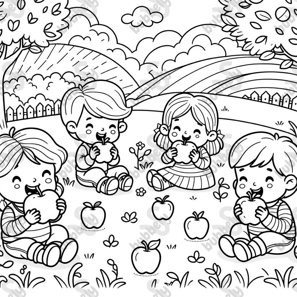 kids eating apples