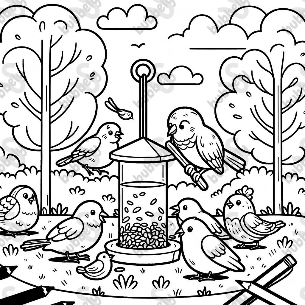 birds eating at the bird feeder