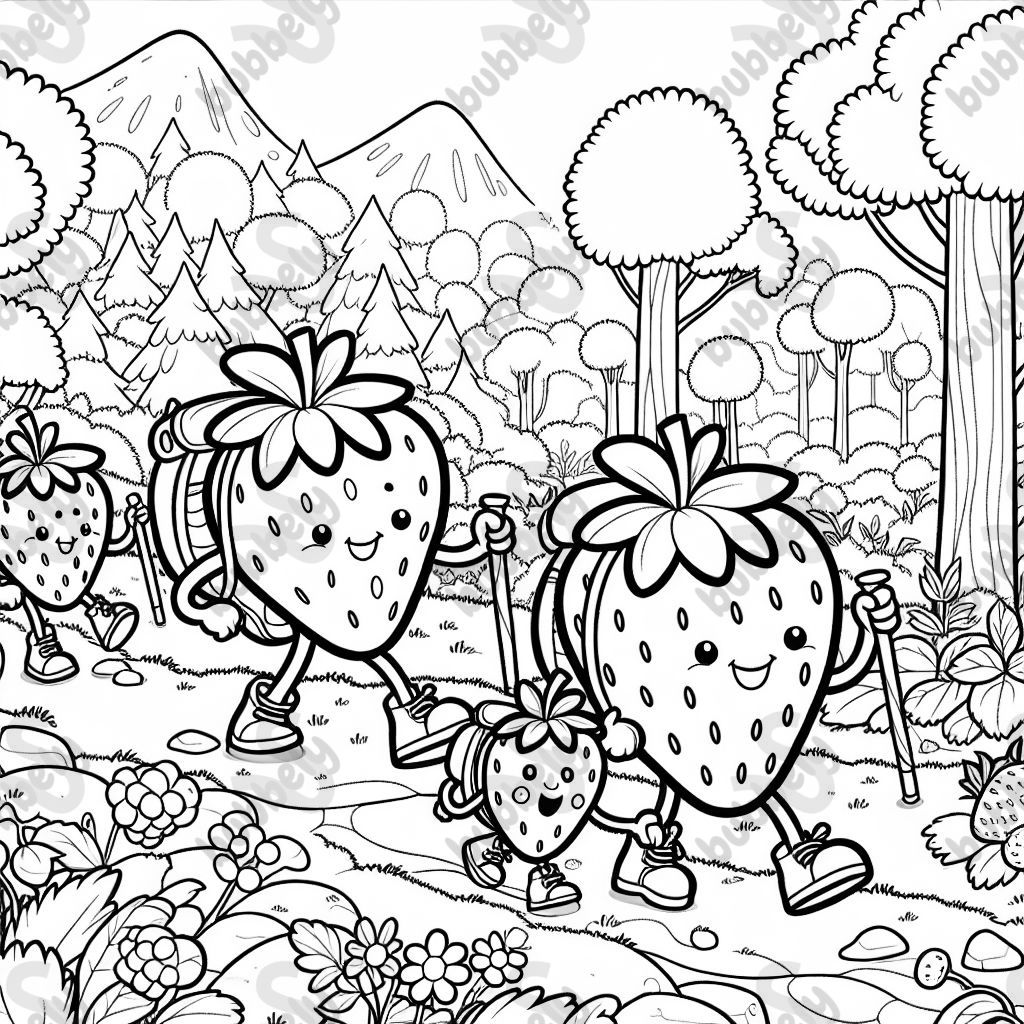 strawberries hiking in the forest