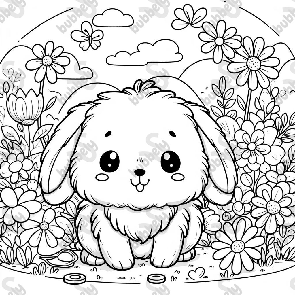 holland lop bunny with flowers