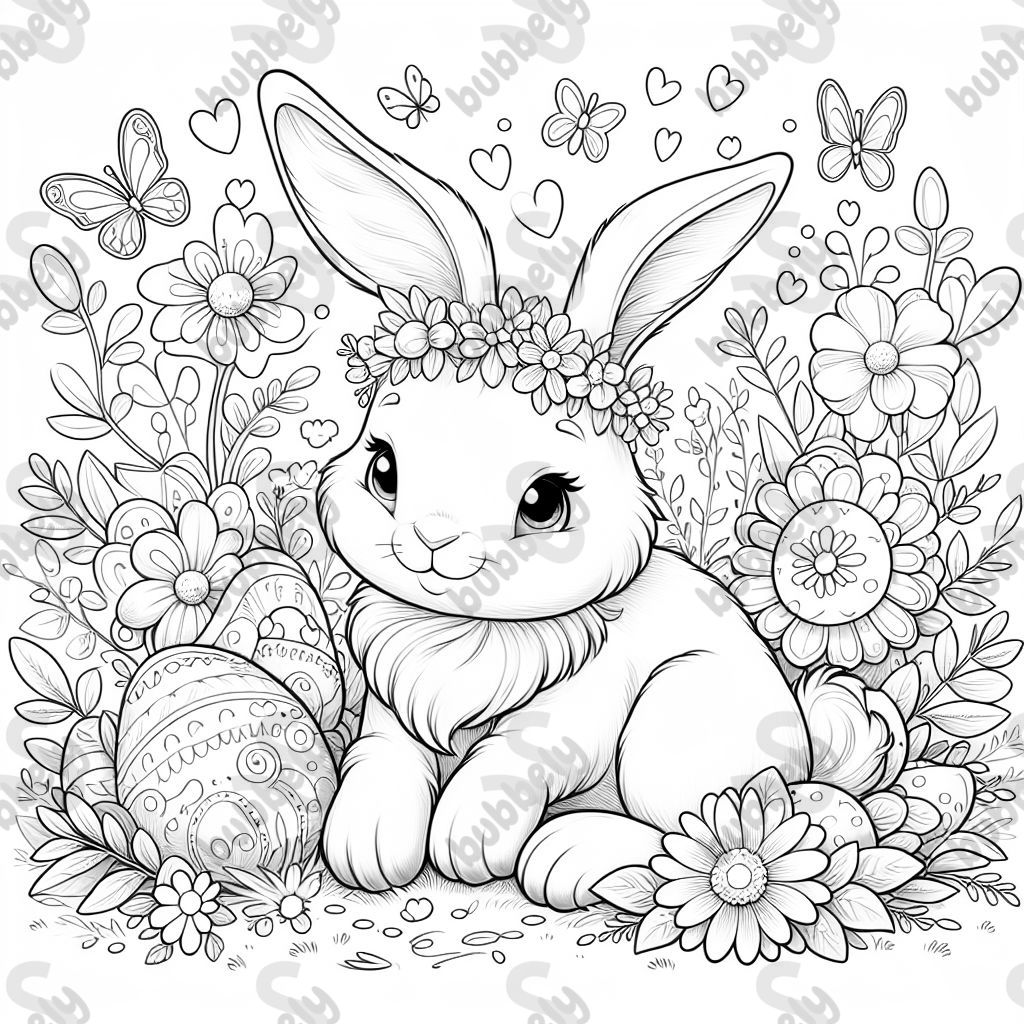 lop ear bunny with flowers