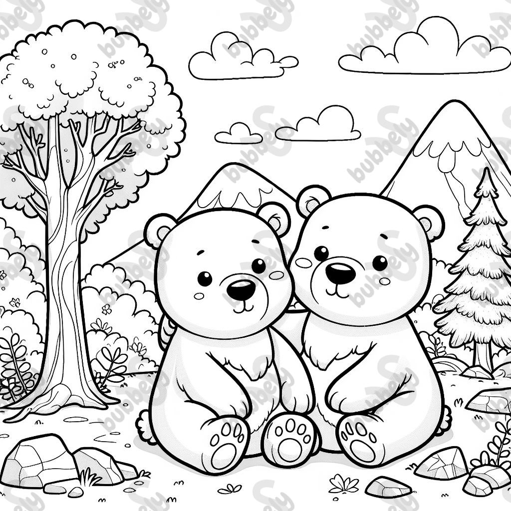 two cute polar bears sitting on the woods together two cute polar bears sitting on the woods together