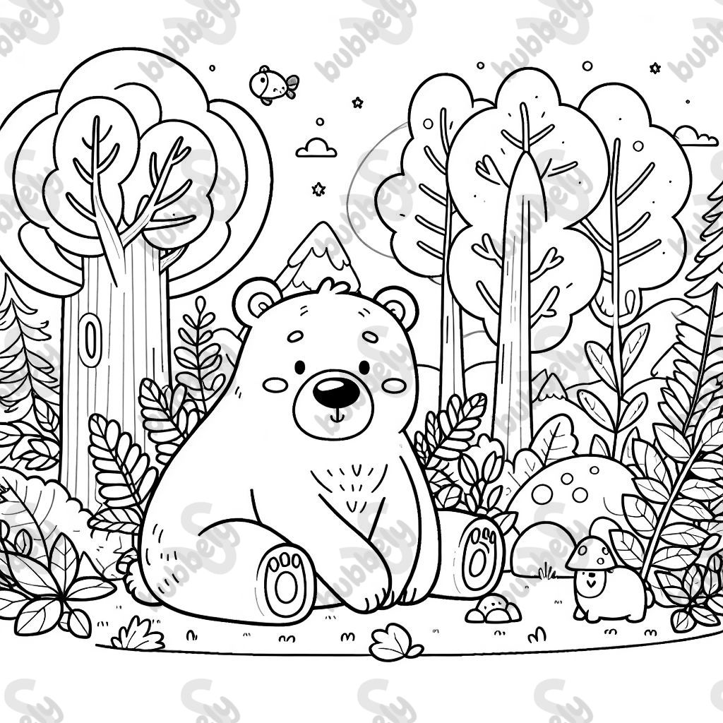 un ours polaire mignon assis dans les bois