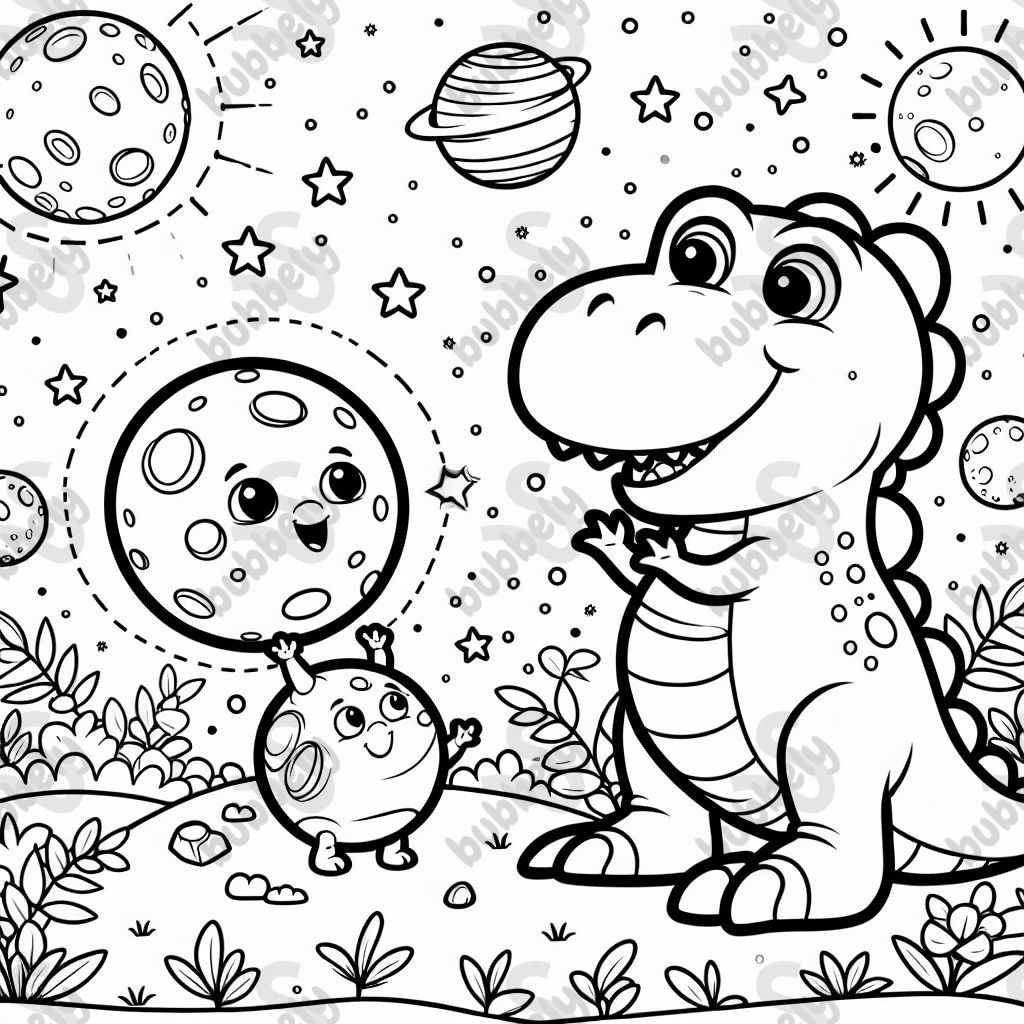 Dinosaur with planets