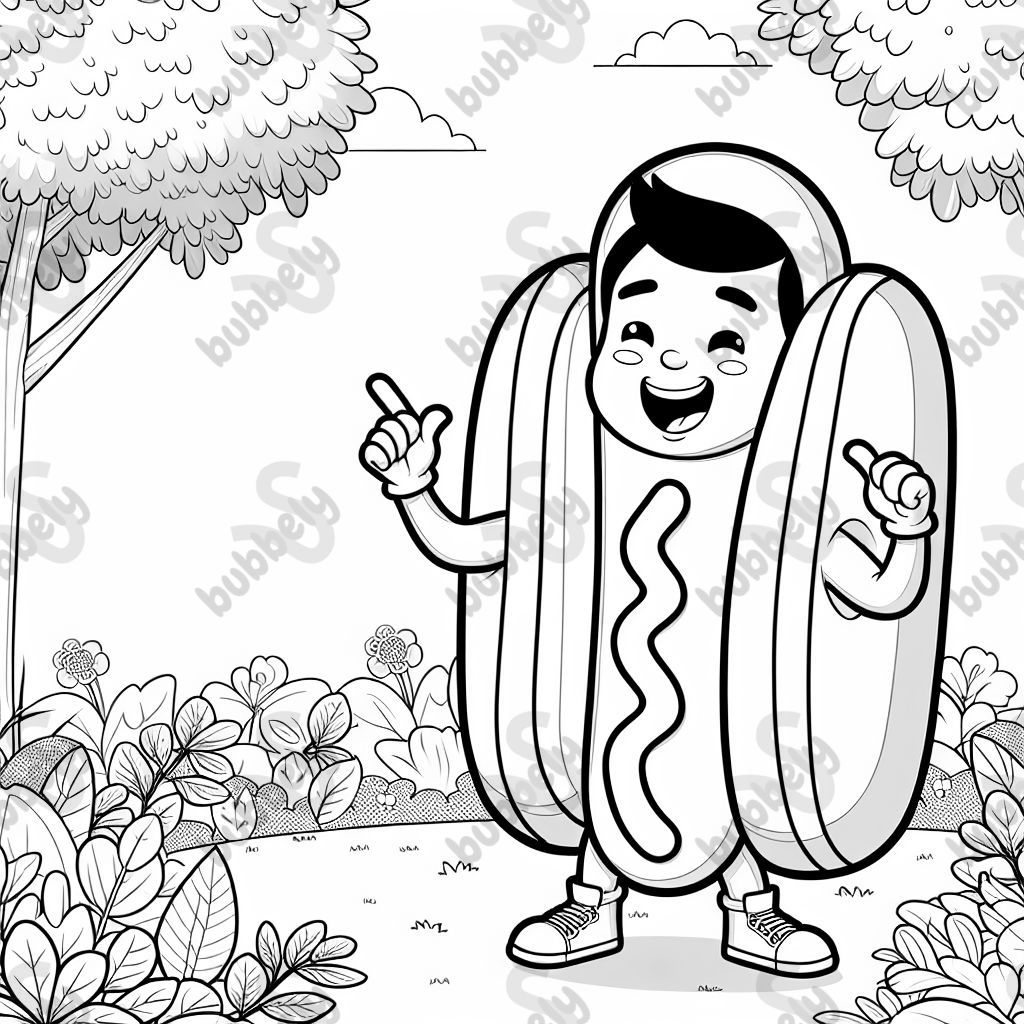 A human in a hot dog suit