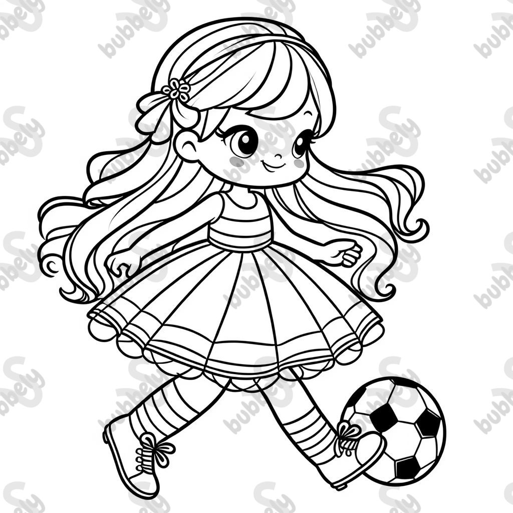 a girl in an amazing dress playing soccer