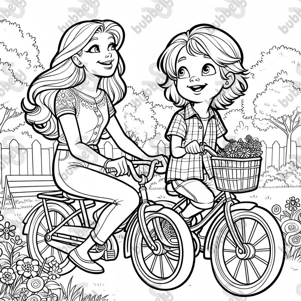 a 4-year-old blonde boy with a young blonde woman riding bicycles a 4-year-old blonde boy with a young blonde woman riding bicycles