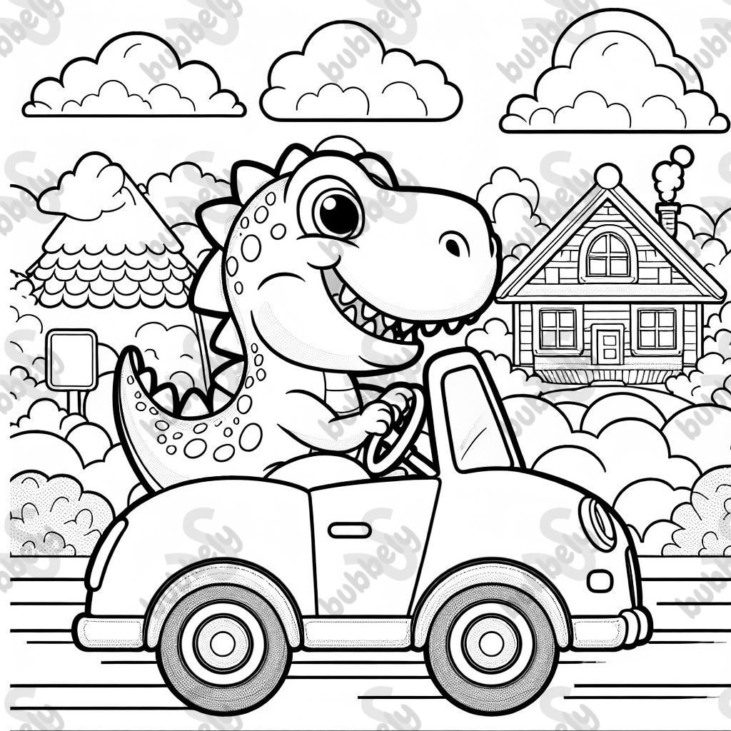 Trex der Auto fährt