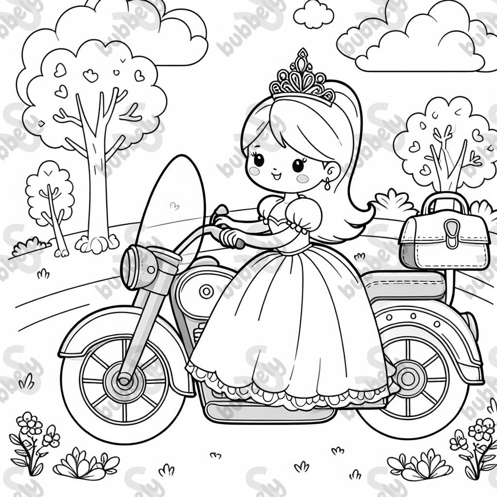 Eine Prinzessin auf einem Motorrad 