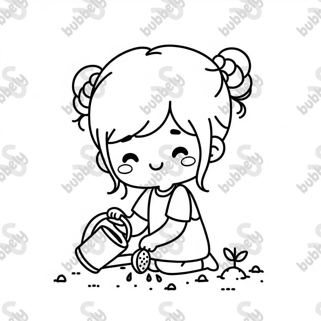 Little girl gardening