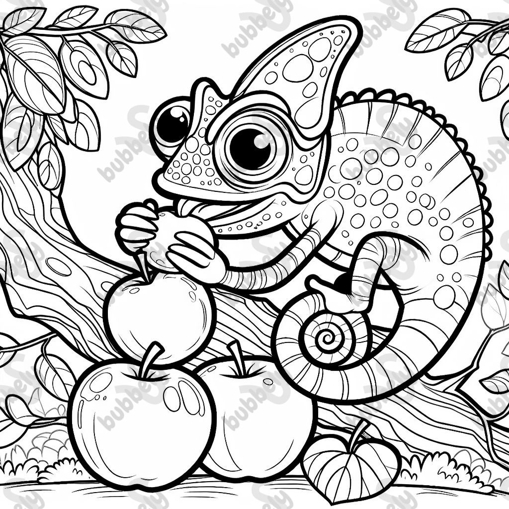 Chameleon eating fruit