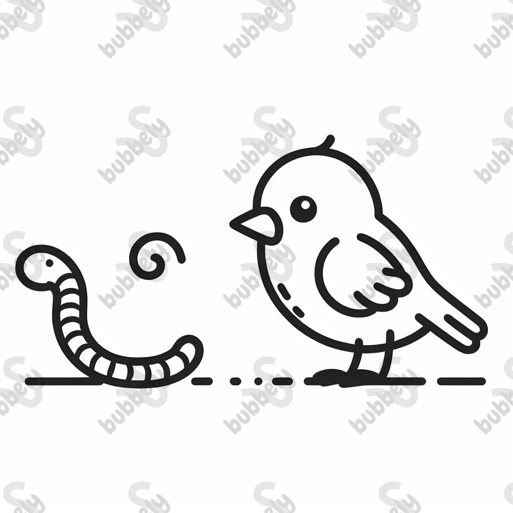 Baby bird and worm