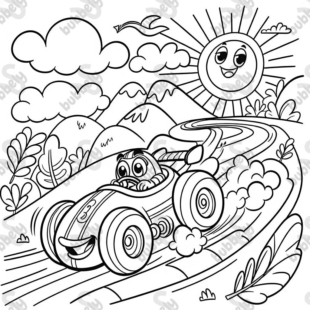 une voiture de course rapide grimpant une montagne. une voiture de course rapide grimpant une montagne.