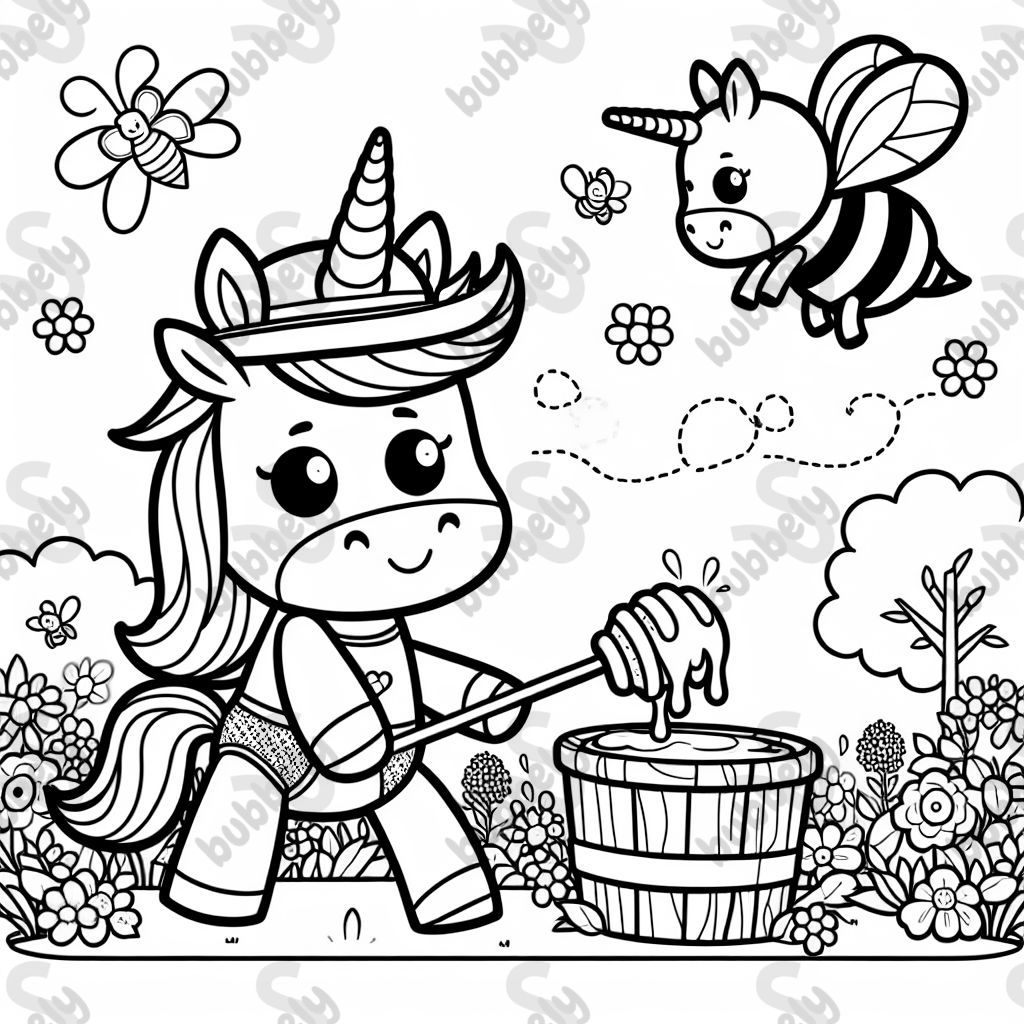 beekeeper unicorn harvesting honey