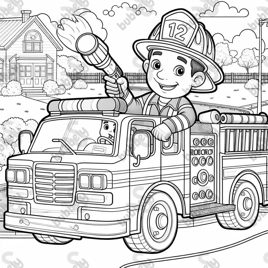 fireman driving a firetruck