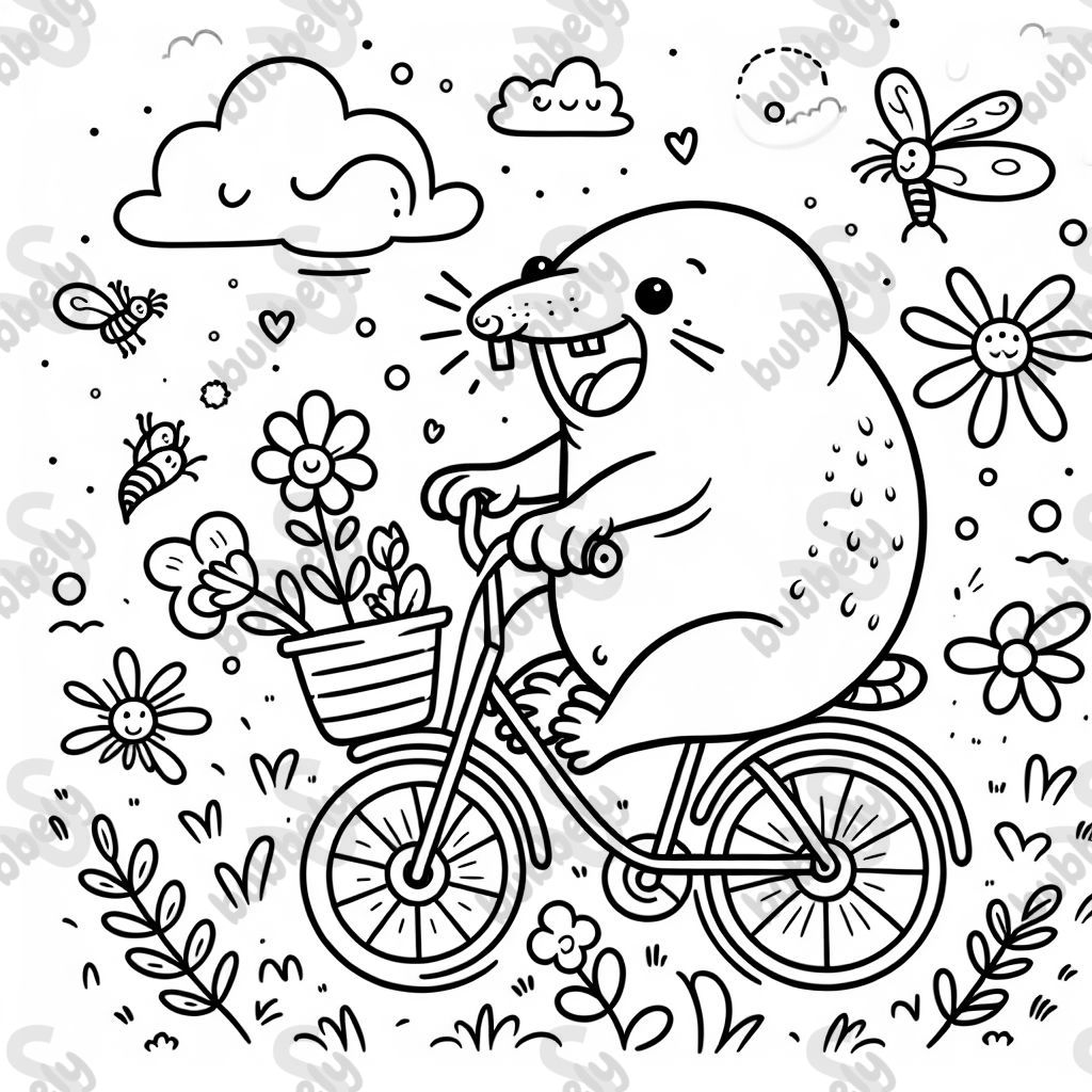 naked mole rat riding a bicycle
