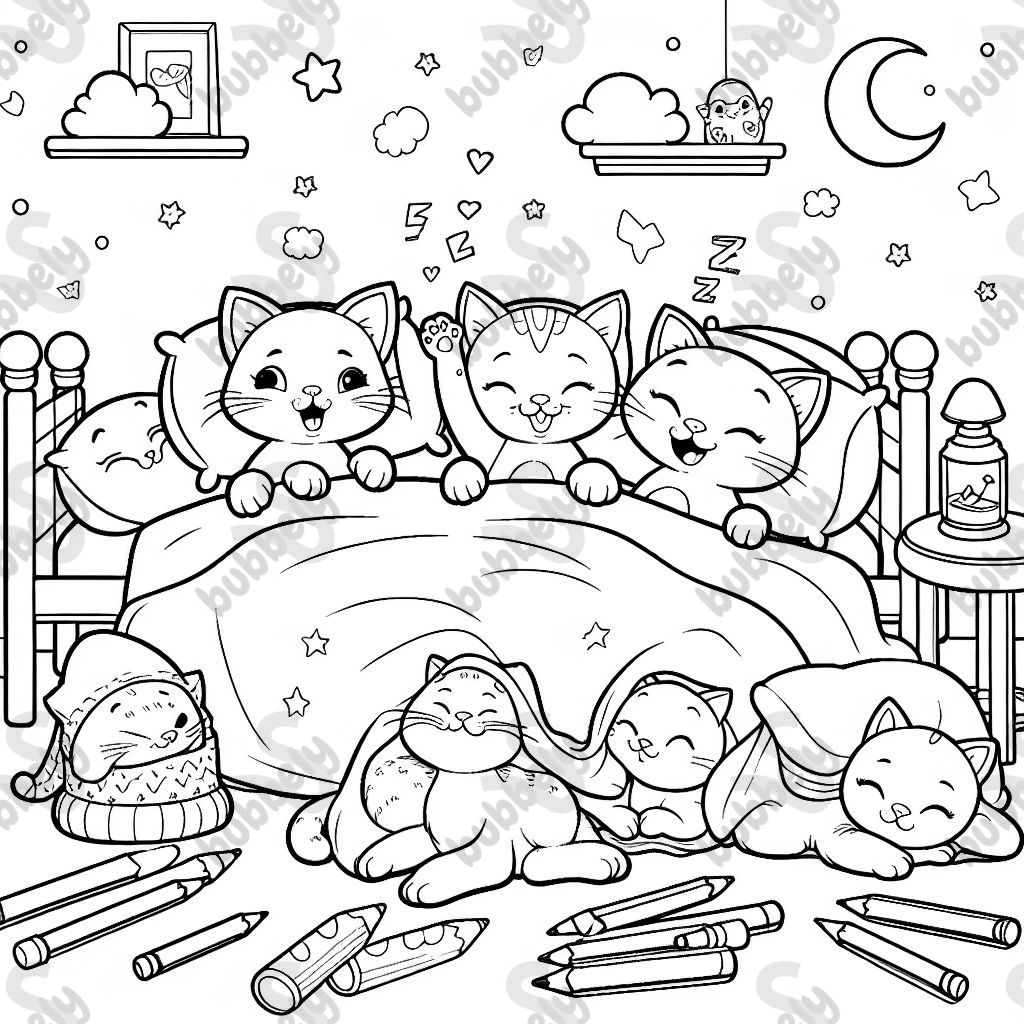 cats having a sleepover