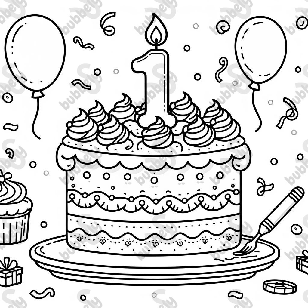 a birthday cake with a number one candle on it