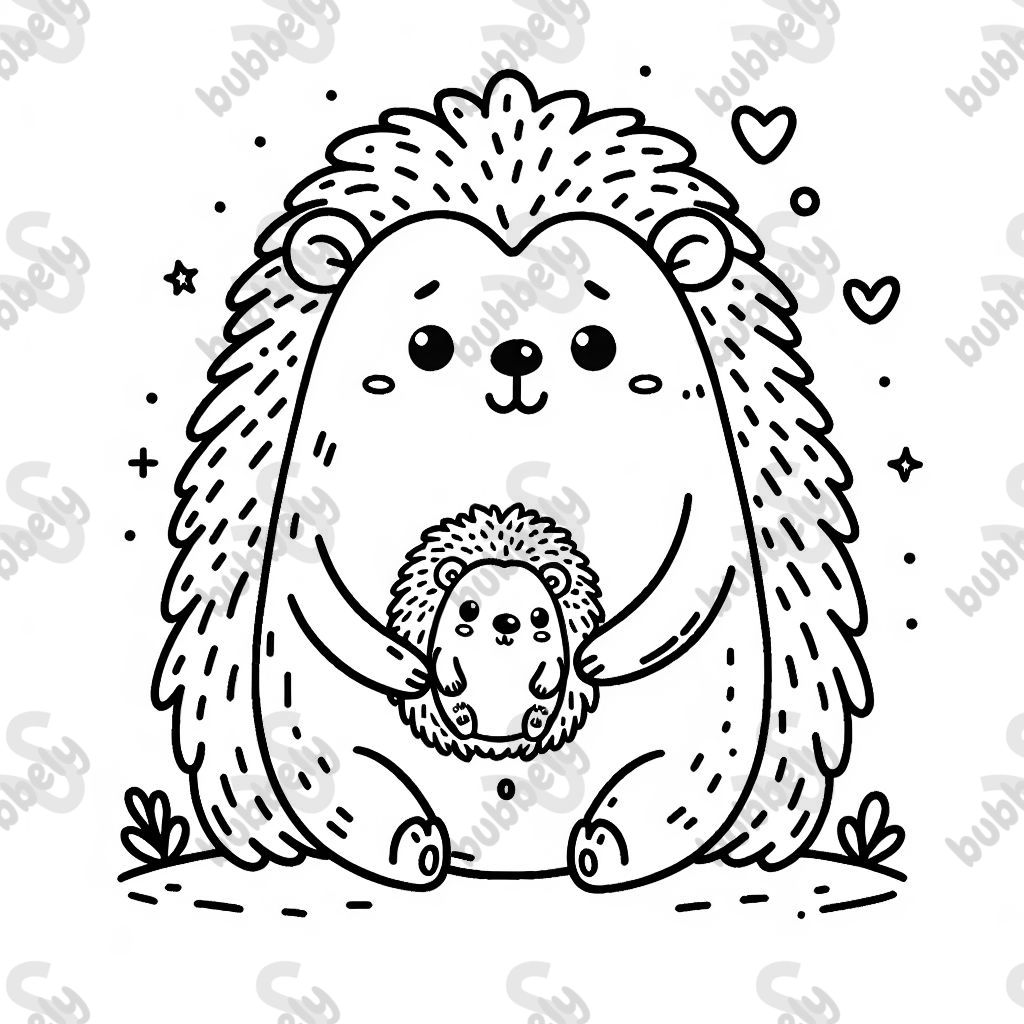 big sister hedgehog holding baby hedgehog