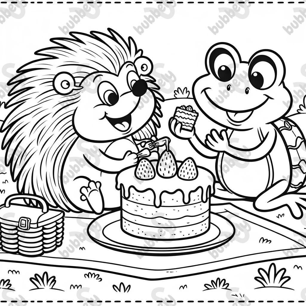 hedgehog and frog eating cake hedgehog and frog eating cake