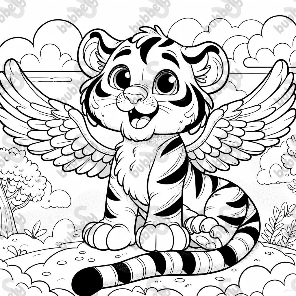 Einen Majestätischen Tiger mit großen Flügeln 