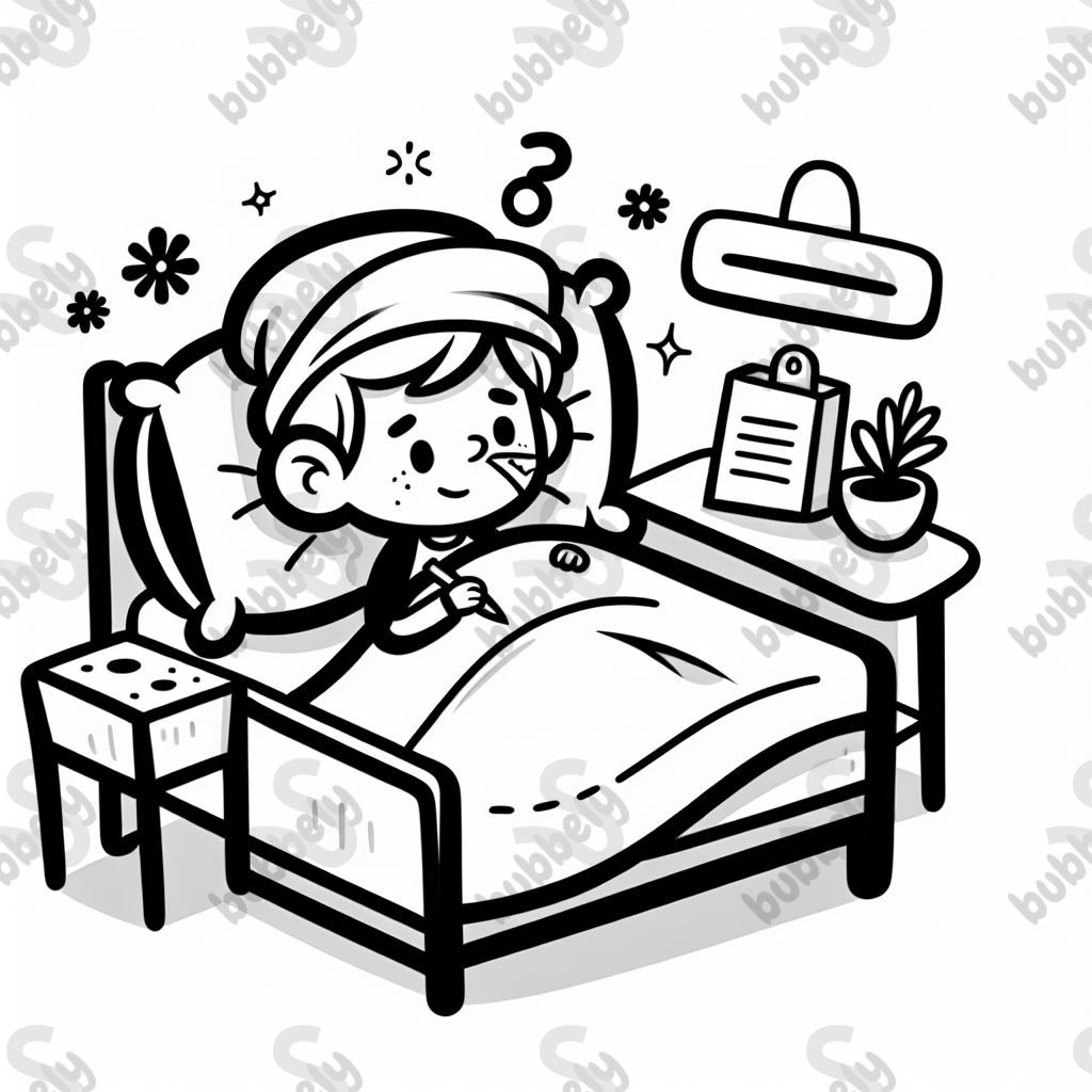 Kind liegt mit Fieber im Bett 