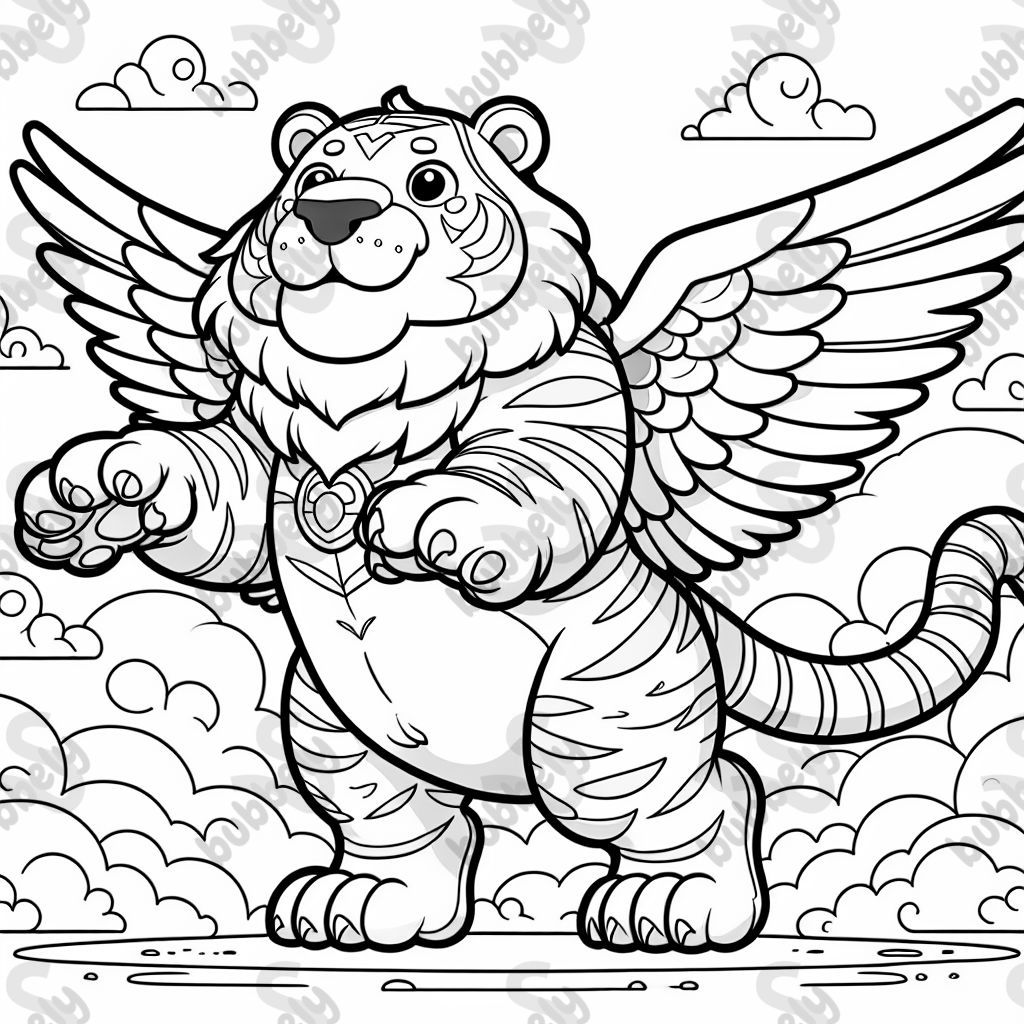Impressing giant flying tiger with wings