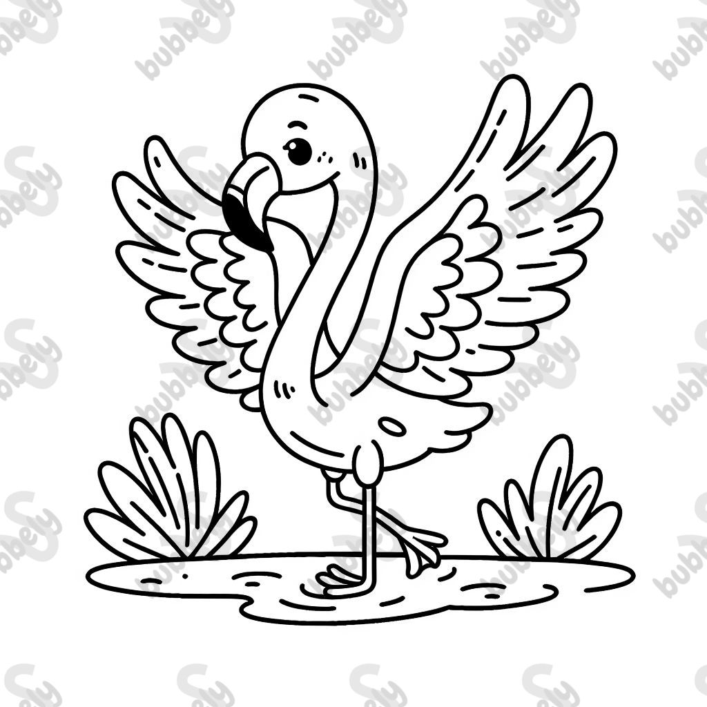 a flamingo with pretty big wings