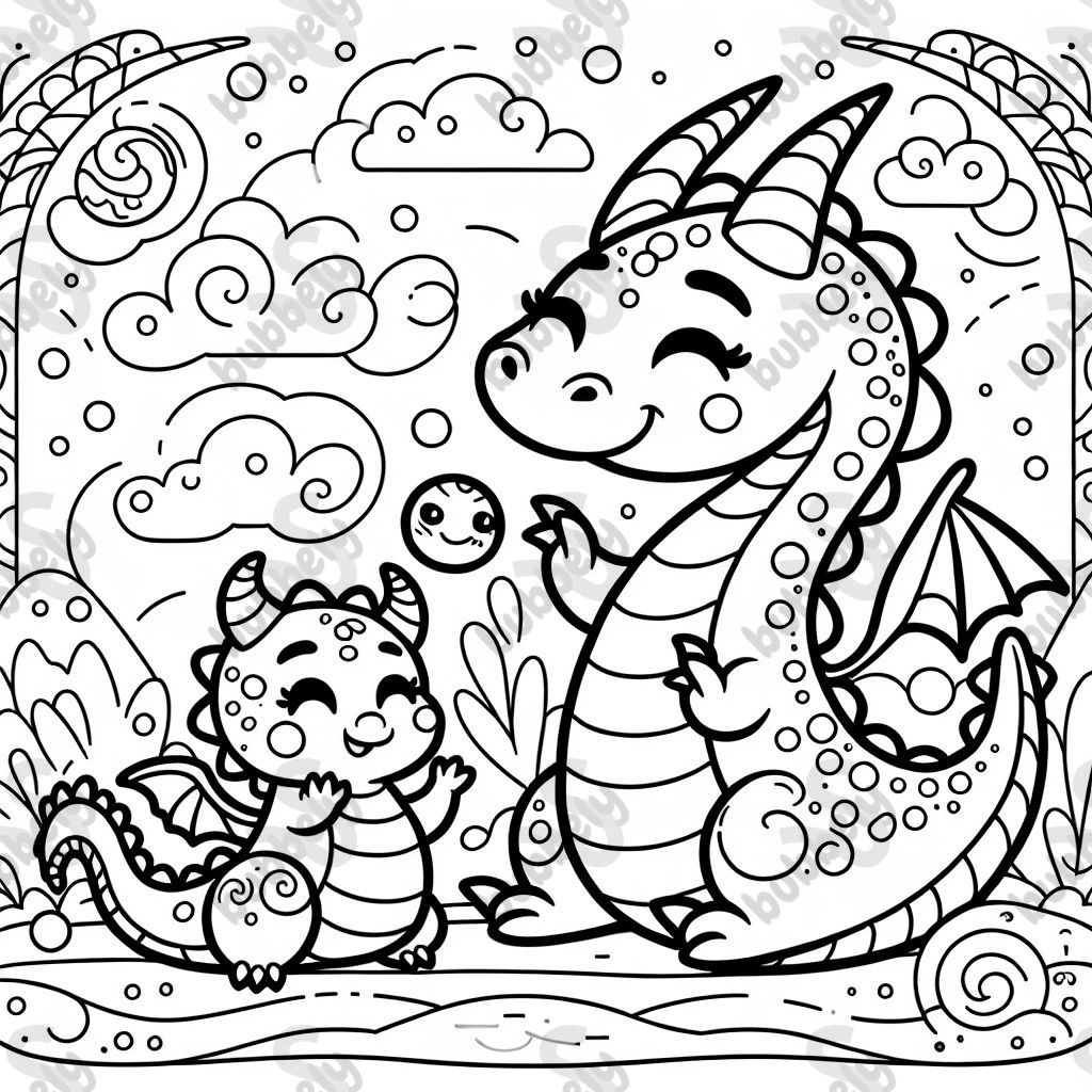 dragon playing with her mommy