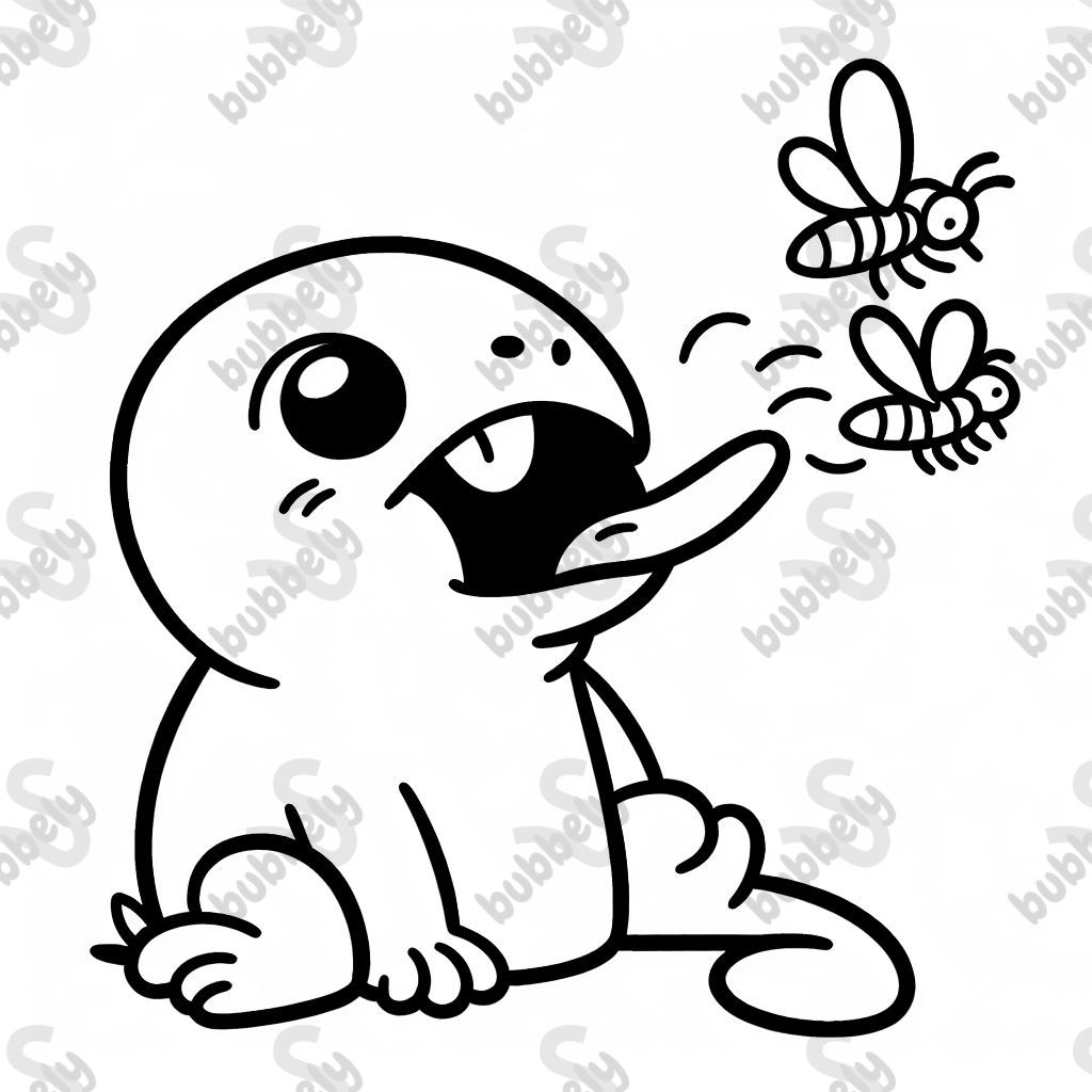 a cute lizard catching flies with his tongue