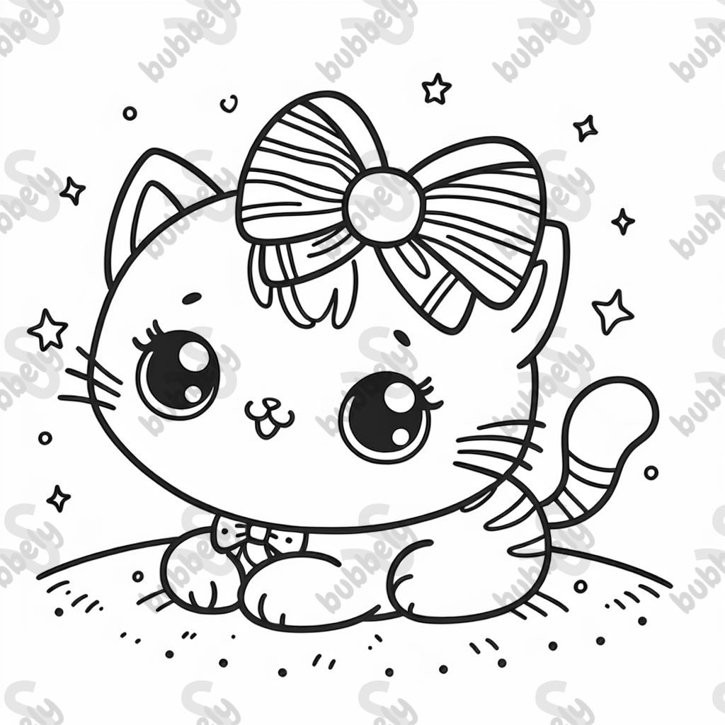 Un mignon petit chat avec un nœud sur la tête Un mignon petit chat avec un nœud sur la tête