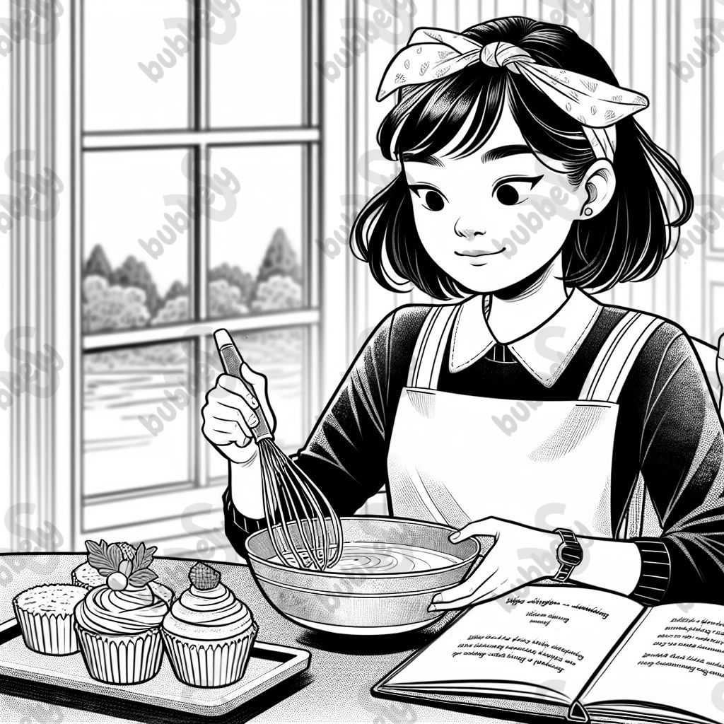 Asian teenage girl who is baking and thinking about swimming